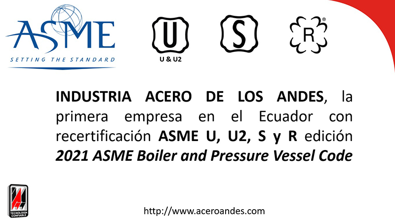 Industria Acero Andes Certificado ASME